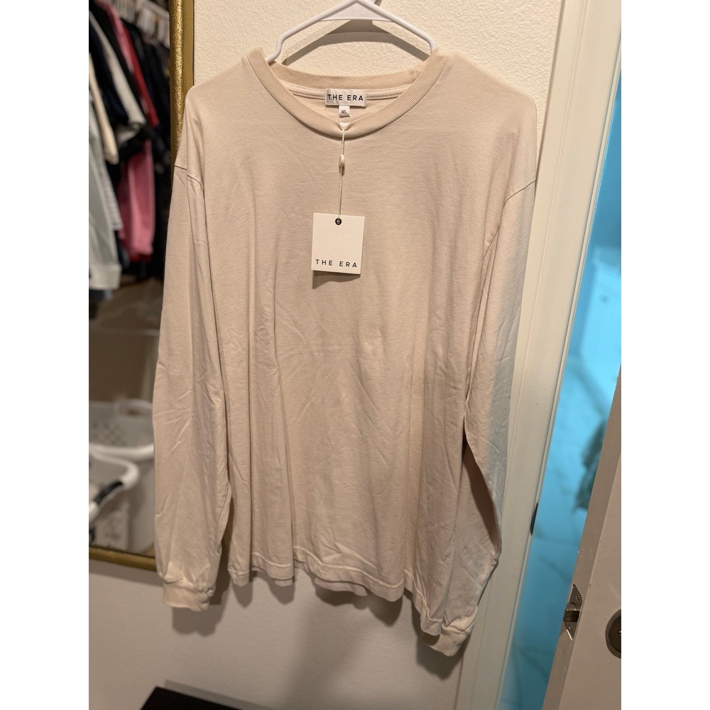 The Era cream bone color solid long sleeve premium cotton t-shirt NWT